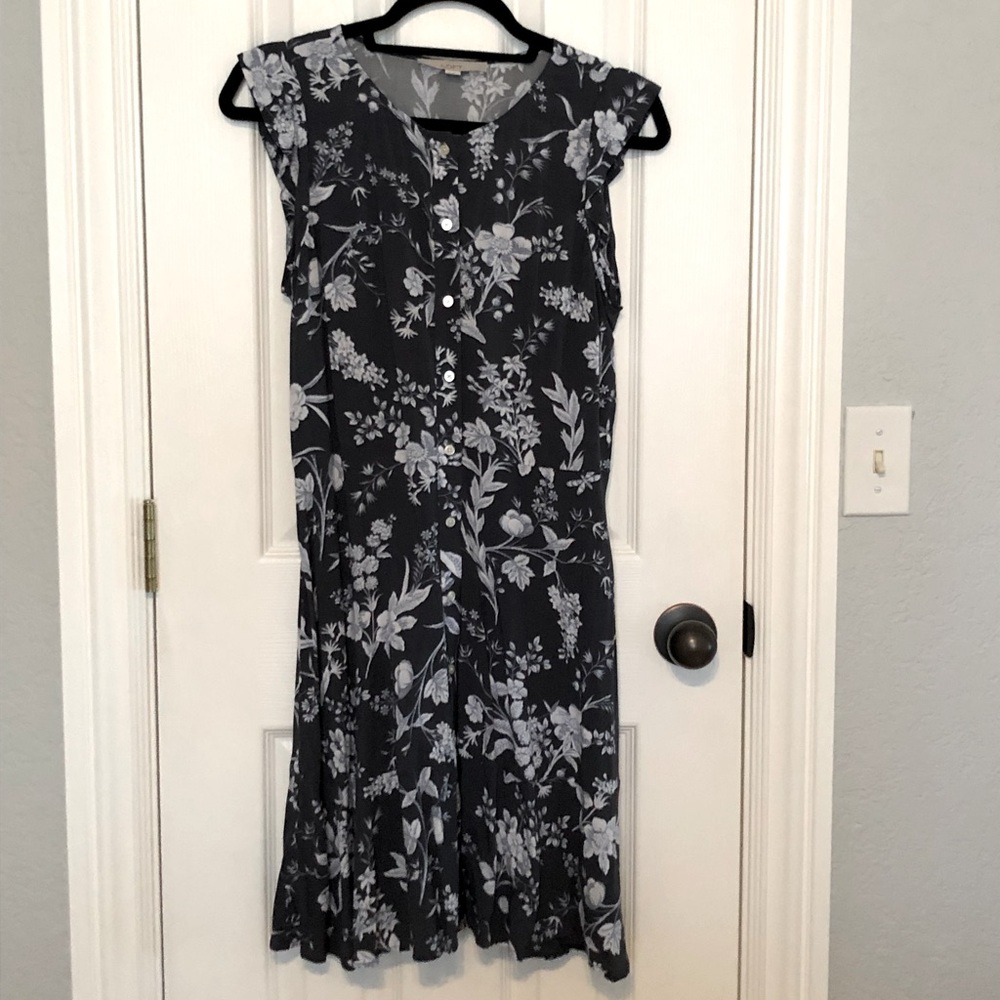 LOFT Dress in Gray Floral Print
